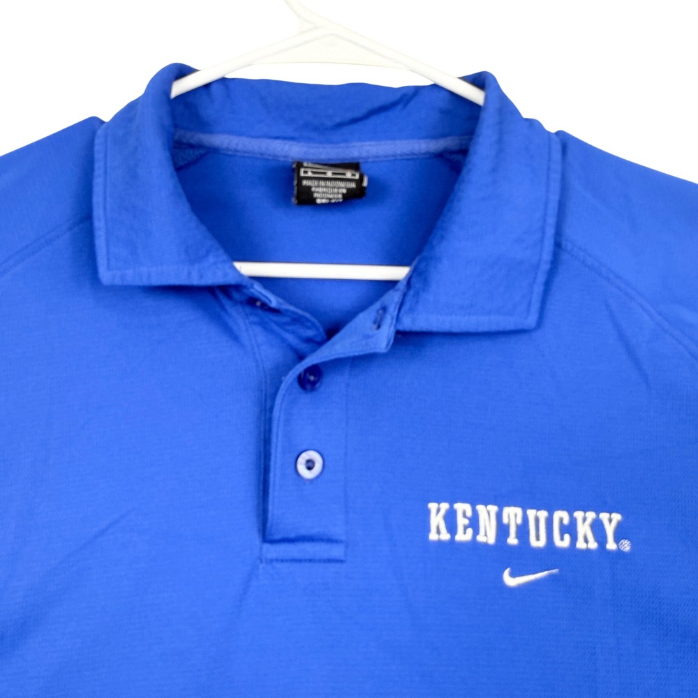 Kentucky Wildcats Nike Dri FIT Polo Shirt Men's Large Blue Long Sleeve